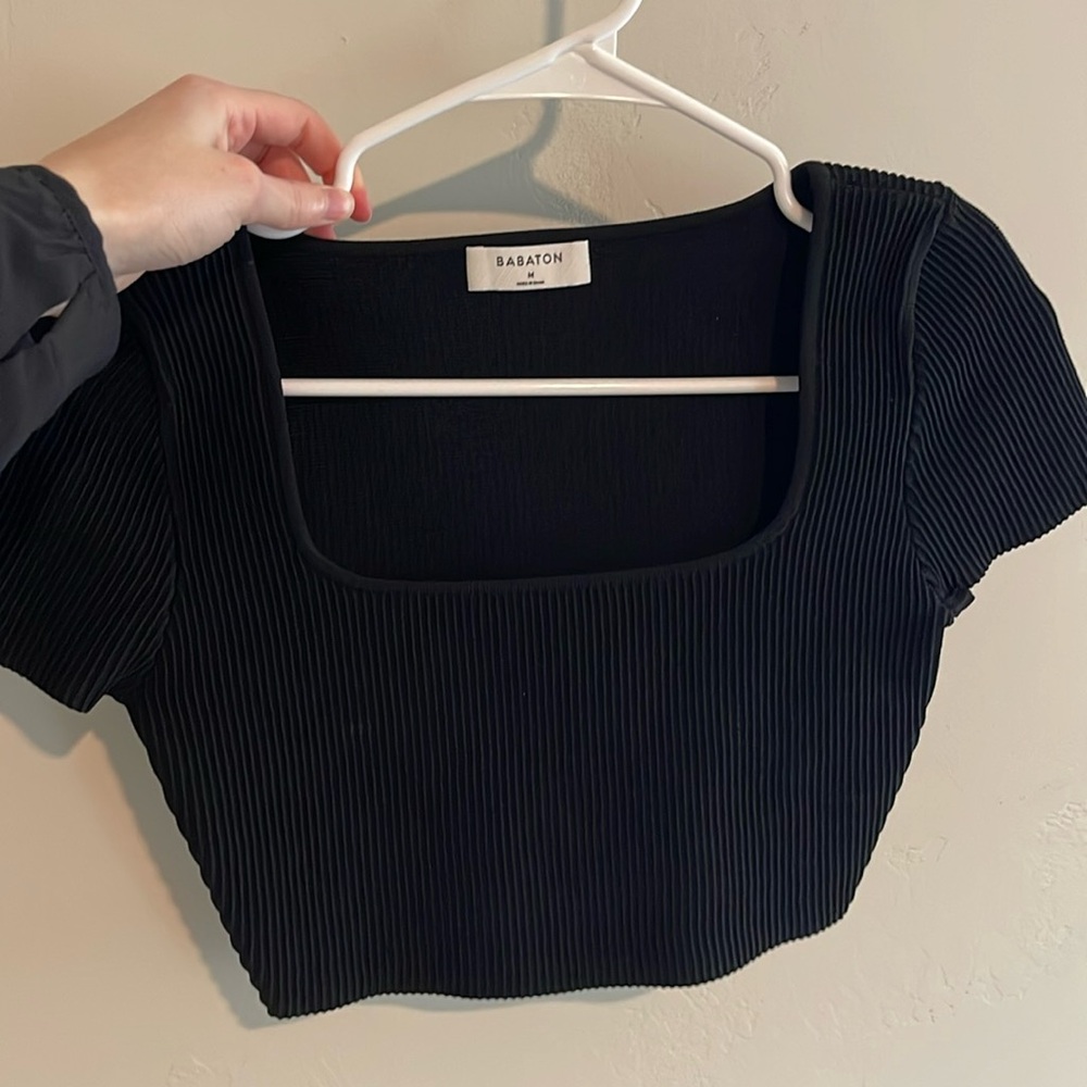 Aritzia babaton cropped black tee